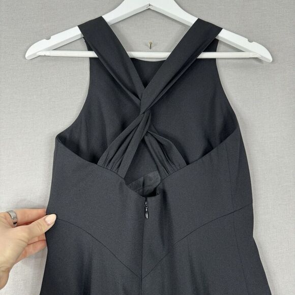 Vintage Ann Taylor Womens Dress 2 Black Midi Knot Y2K Cocktail Evening Formal - Picture 9 of 12